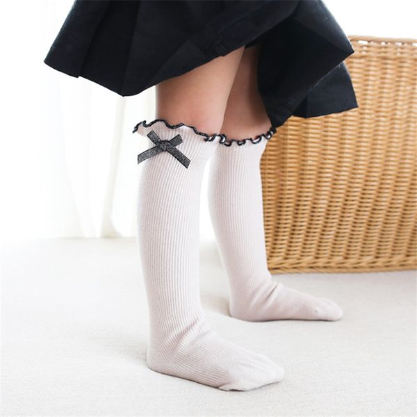 

baby girl socks knee high socks girls leg warmers for girls new spring bow agaric lace with gold and silver thread loose sock, Pink;yellow