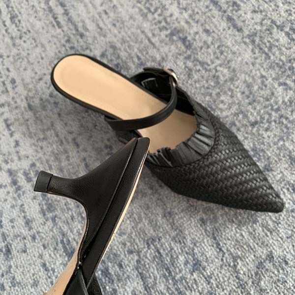 

2020spring new fashion ribbon high heels star shoes european brand designer leather sole comfortable perfect dress shoes, Black