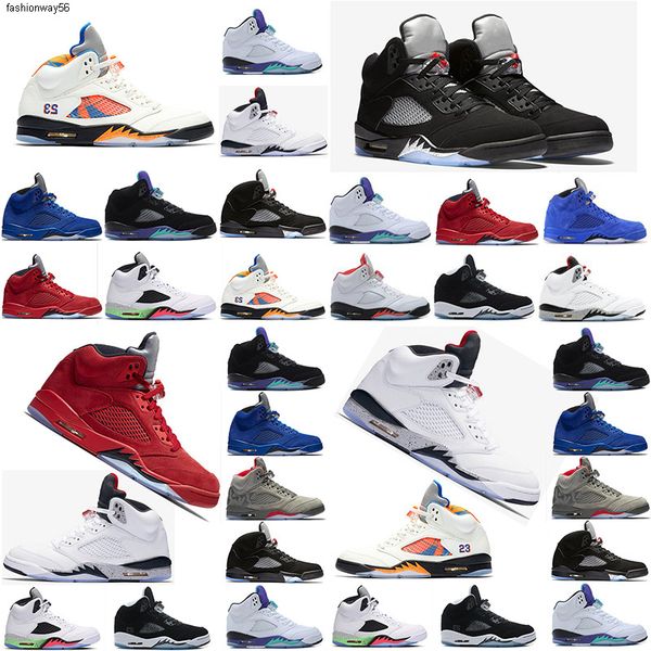 

5s new mens basketball shoes 5 international flight suit blue suede camo grey og black metallic cdp sneaker trainers sports 7-13