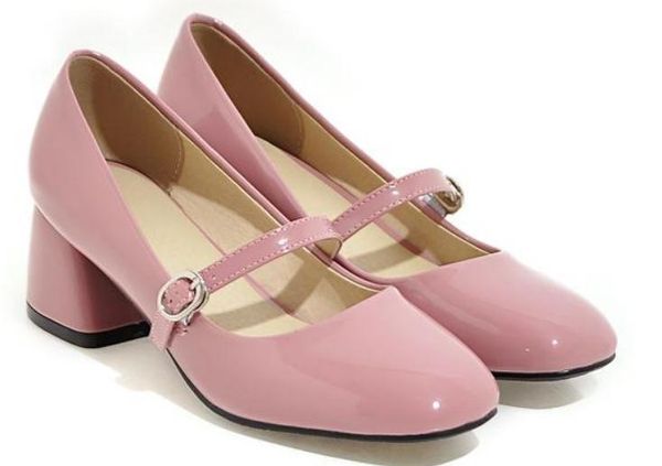 

women's shoes in spring and autumn high coarse heel square head @58, Black