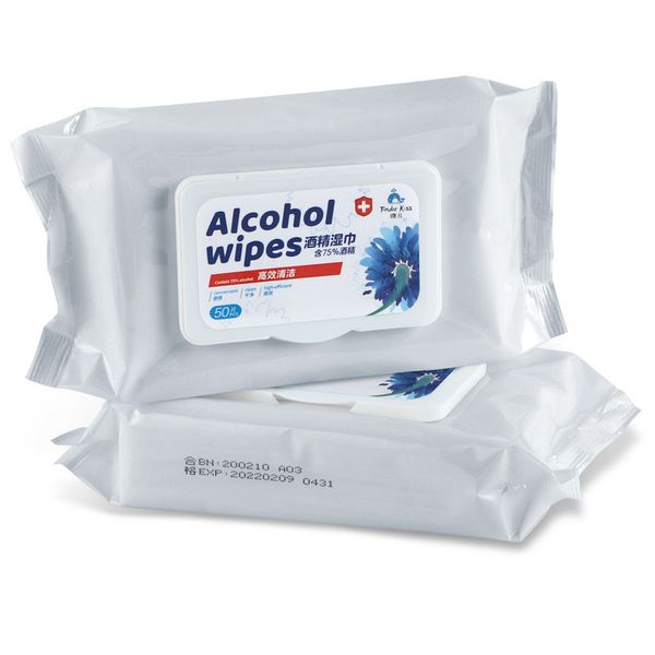 

75% Alcohol Wipes 200*150mm Antibacterial Wet Wipe Home Office Antiseptic Alcohol Wipes 50pcs/pack