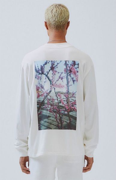 

mens t-shirt 2020 summer spring new long sleeeved floral print shirt fashion crew neck polo t shirt casual s/s luxury shirt, White;black