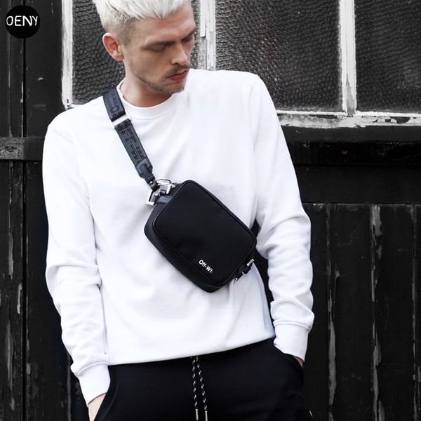 

oeny new fashion pvc nylon waterproof cloth bag diagonal package yellow trend industrial belt men's and women's chest bag simpl