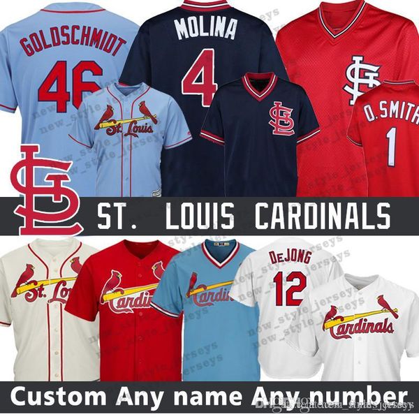 

46 Paul Goldschmidt ST. LOUIS Custom CARDINALS Jersey 1 Ozzie Smith 4 Yadier Molina 13 Matt Carpenter 48 Harrison Bader Baseball Jerseys