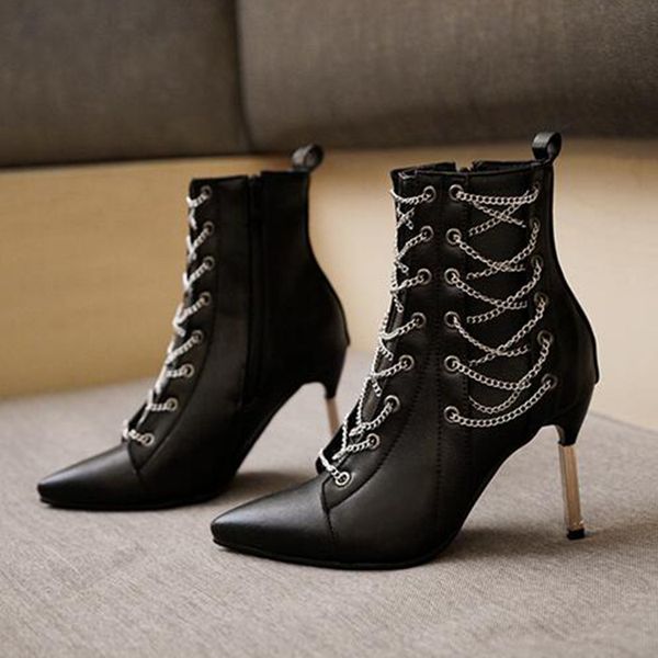 

2019 brand new women boots british style knee high boots women riding, equestrian ankle super high (8cm-up) thin heels pu, Black