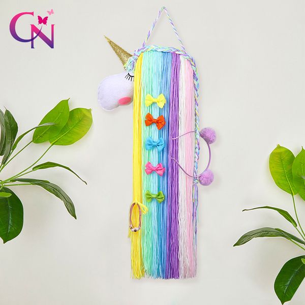 

3 pcs/lot unicorn hair bows storage belt for girls hair clips barrette hairband hanging organizer strip holder accessories, Slivery;white