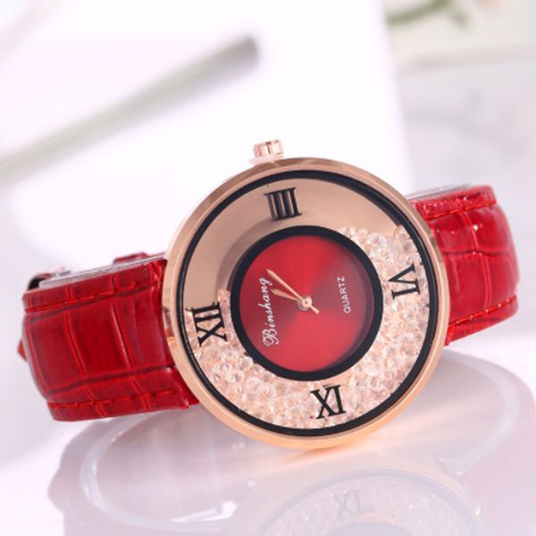 

ladies watch roman digital scale mobile rhinestone strap watch quartz fashion & casual chronograph, Slivery;brown