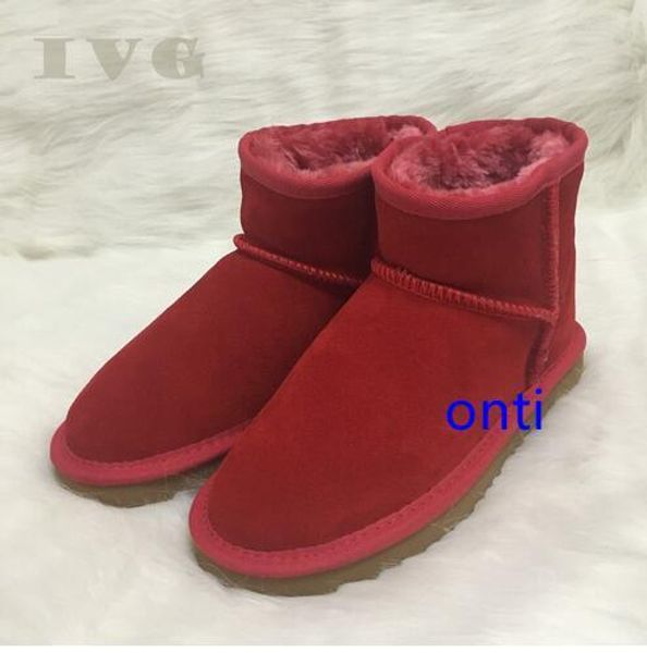 

australian boots women snow boots waterproof leather winter warm outdoor ankle boots shoes brand ivg size us4-14, Black