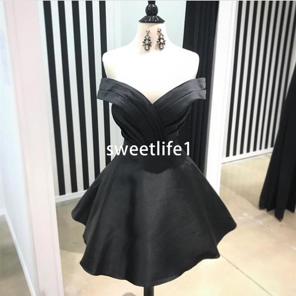 

2019 classical black off the shoulder homecoming dresses ruffles satin a line short mini prom party dresses graduation dresses, Blue;pink