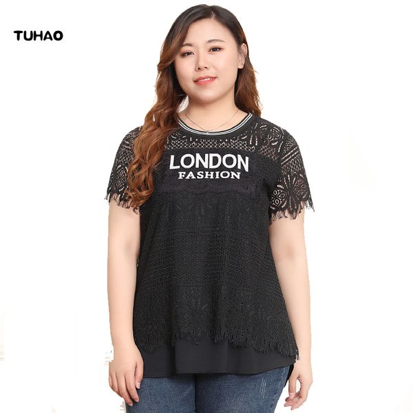 

tuhao plus size 10xl 8xl 6xl elegant black lace blouse shirt women shirts casual office women blouse blusas camisas msfs, White