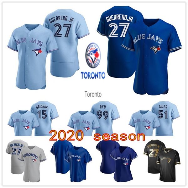 

bo bichette toronto 2020 blue jersey vladimir guerrero jr. cavan biggio hyun-jin ryu yamaguchi randal grichuk drury jay hernandez jansen, Blue;black