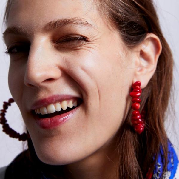 

brand spring new stone charms hoop earrings for women accessories fashion bohemian collection earrings sale, Golden