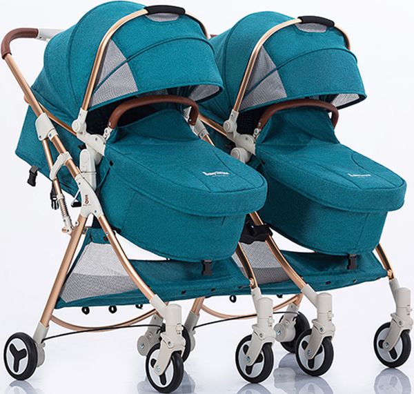 

high landscape twin baby stroller can sit reclining light and easy to fold detachable absorber double pram