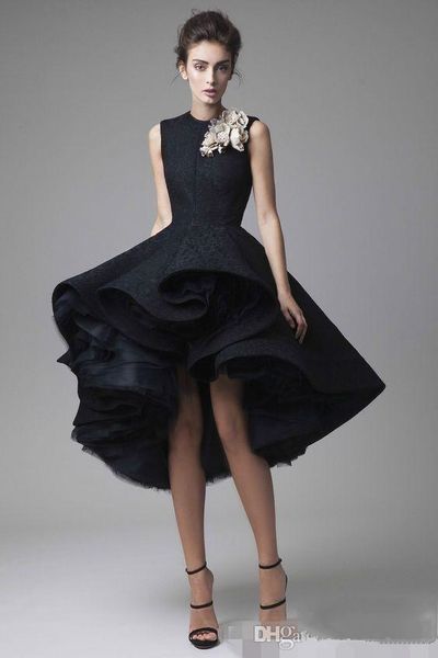 

2020 modest dubai arabic formal evening dresses party wear jewel high low handmade flower prom homecoming dress ing, Blue;pink