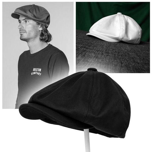 

casquette four seasons cotton black beige whit men's newsboy hat male beret men and women retro england visor big head cap blm99, Blue;gray