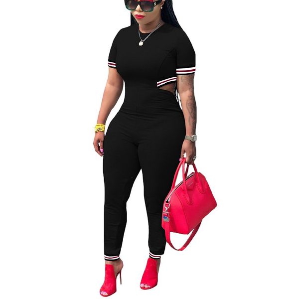 

striped grey bodysuit jumpsuit women overalls jumpsuits o-neck ribbon short sleeve outfit playsuits casual fashion rompers, Black;white