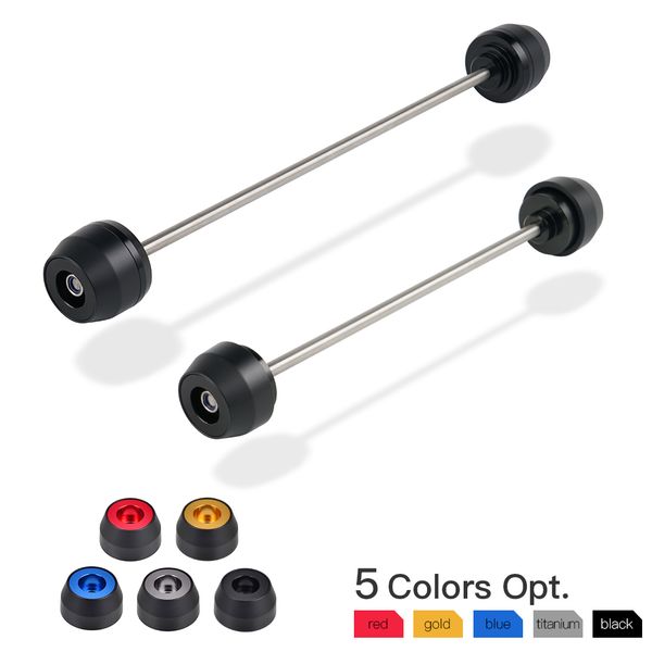 

nicecnc 2pcs aluminum delrin motorcycle front rear axle sliders for gsx-s1000 ft fz y z
