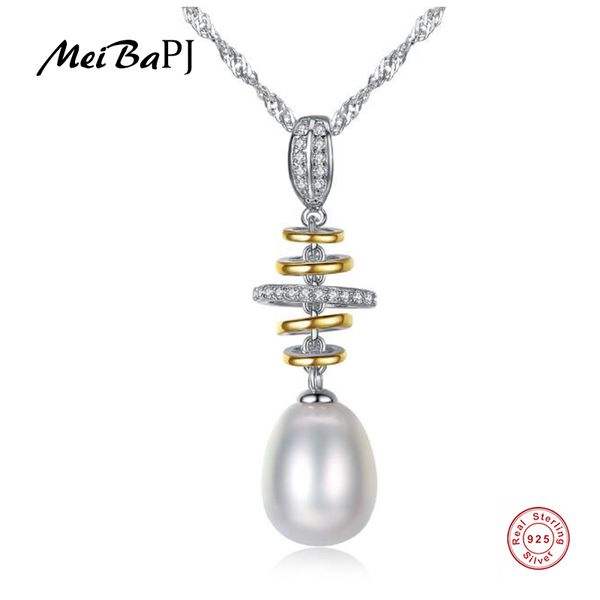 

meibapj]real freshwater pearl multicolour water drop pendant necklace 925 solid silver fine jewelry for women