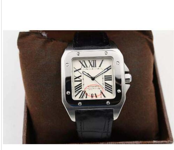 

Новый бренд спорт роскошь высокого качества 100 XL чернокожих датировать автоматический механические часы мужчину часов спортивных 40MM кожаный ремень Оригинальной Застежки 001