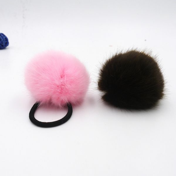 Elastic Hair Ties Fluffy Pom Pom Ponytail Holders Rubber Hair