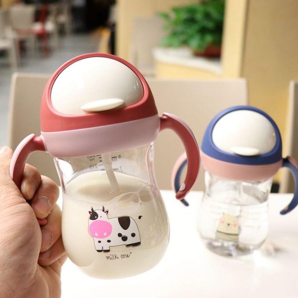 

240ml baby drinkware little animal infant learn to drink cup children bottle straw cups anti-choke kettle for newborns#aldk