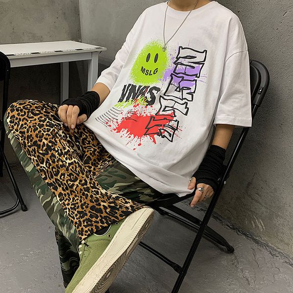 

designer t shirt for men fashion hip hop mens loose tees casual geometric print shirts mens short sleeves t-shirt 2 colors size m-3xl, White;black