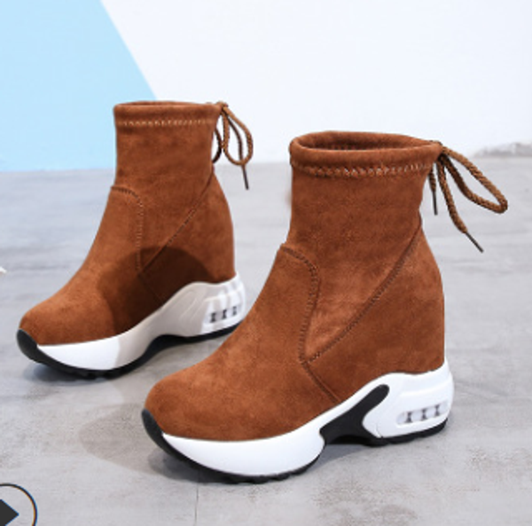 

new elastic socks shoes female 2019 autumn and winter socks boots increased with casual high-sports women's boots, Black