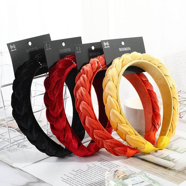 

1pcs flannel braids headband multicolor ladies accessories twist fashion head buckle european hair accessories, Golden;white