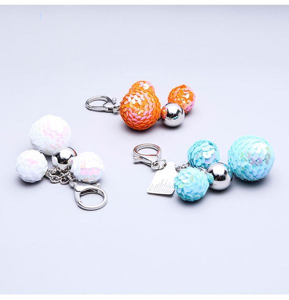 

car keychain europe and america key pendant waist hanging cute ball creative key ring bag women accessories gifts wholesale, Silver
