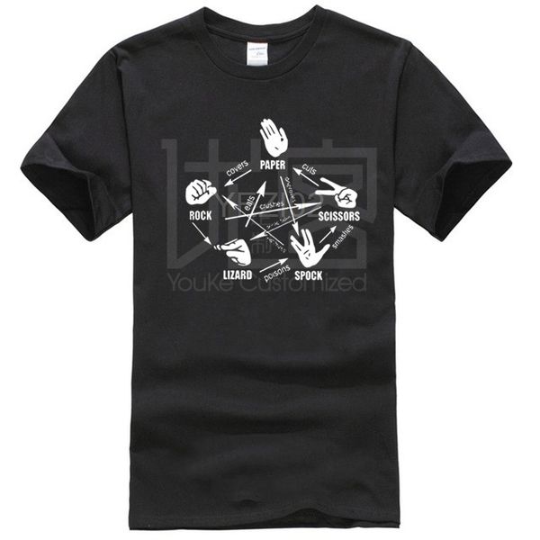 

men t shirt rock paper scissors lizard spock sheldon cooper big bang theory t shirt short sleeve, White;black