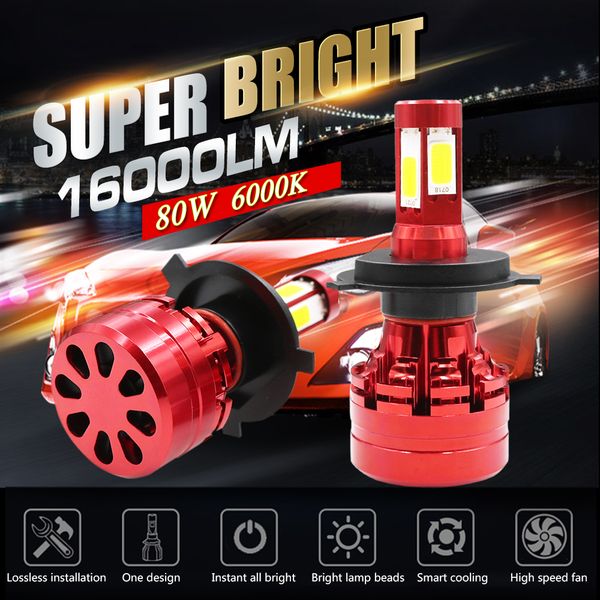 

автомобиль h7 h8 h11 9004 9007 h4 canbus ошибка free led авто лампы cree коб chip led 16000lm turbo фара h / l луч лампы
