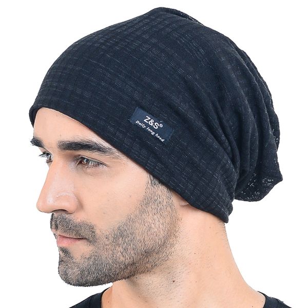 

hisshe retro men summer thin hollow skullies beanie cap casual solid slouchy hat for men summer daily hat