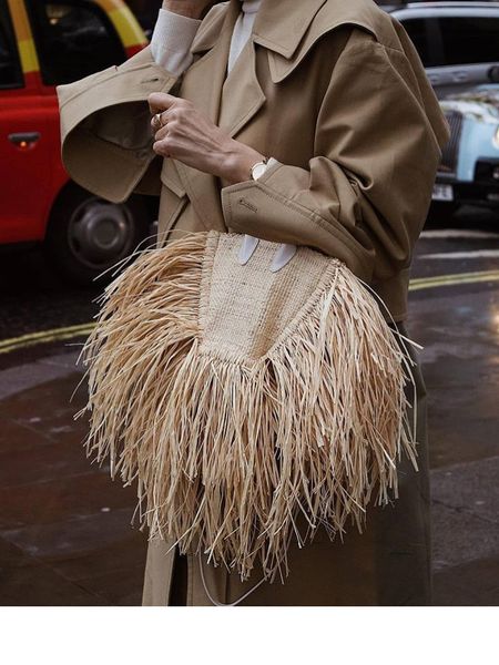 

fashion tassel women straw bags designer brand rattan handbags luxury wicker woven shouder crossbody bags summer beach purses