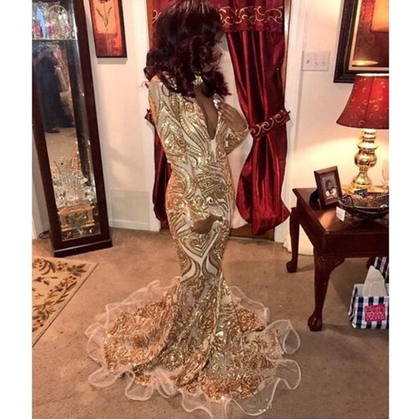 

2020 sparkle evening dress prom dresses mermaid trumpet gold african party dresses robes de soirÃ©e, Black