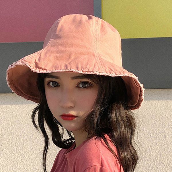

fashion-summer new women's caps casual decorative cloth cap city bucket hat monosimple beach girl sun hats ng sale, Blue;gray