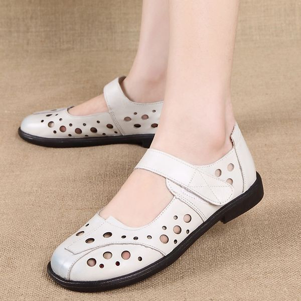 

alishinrey дышащий hollow лето женщина flats натуральная кожа женская обувь вырезами женский квартиры новые повседневные женские мокасины, Black