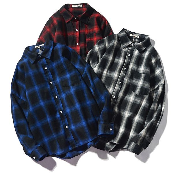 

designer mens shirt fashion brand blouse leisure mens club monaco autumn vintage coat plus-size long-sleeved shirt size s-5xl wholesales, White;black