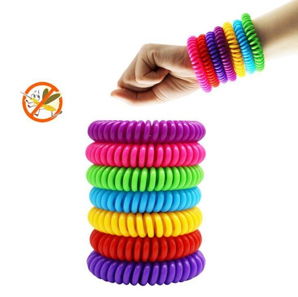 Bracciale repellente antizanzare Bobina elastica estensibile Bracciale a mano a spirale Anello telefonico Catena Bracciale anti-zanzara Mosquito Killer