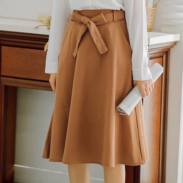 

2019 women's half skirt solid color bowknot a-line pleated skirt for summer cgu 88, Black