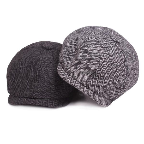 

2018 new fashion gentleman octagonal cap newsboy beret hat autumn and winter for men's jason statham male models flat caps, Blue;gray