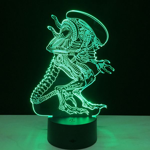 

alien vs predator 3d lighting mood lamp 7 colors changing lamparas with usb cable gx136