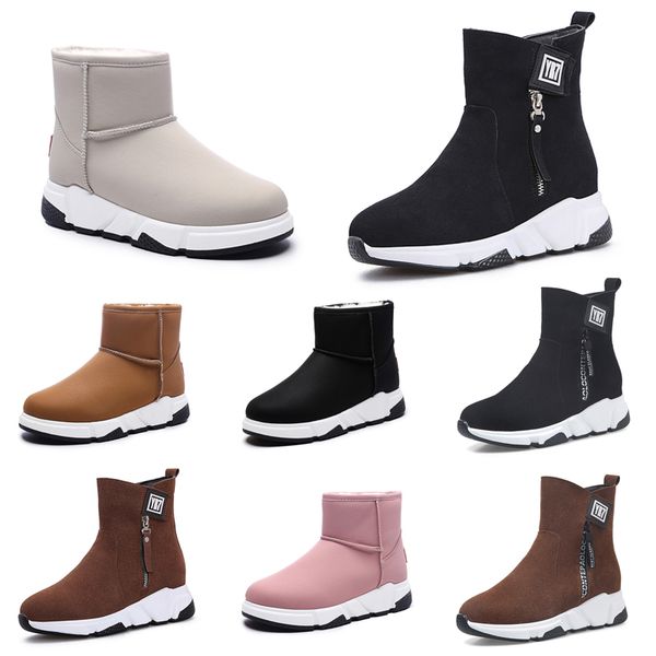 

fashion designer non-brand women winter boots black pink beige brown suede snow ankle boots outdoor keep warm 35-40 style 14