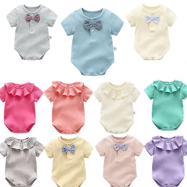 

newsummer infant triangle romper baby pure color rompers onesies boy girl short sleeve cotton romper kids designer clothes boys girlsaa19138, Blue