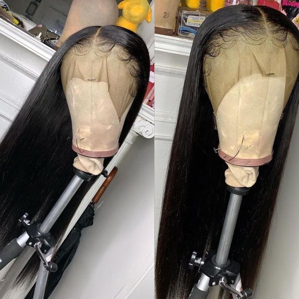 

new 150% straight wig 13x4 lace front human hair wigs natural black pre plucked hair line brazilian remy hair bleached knots