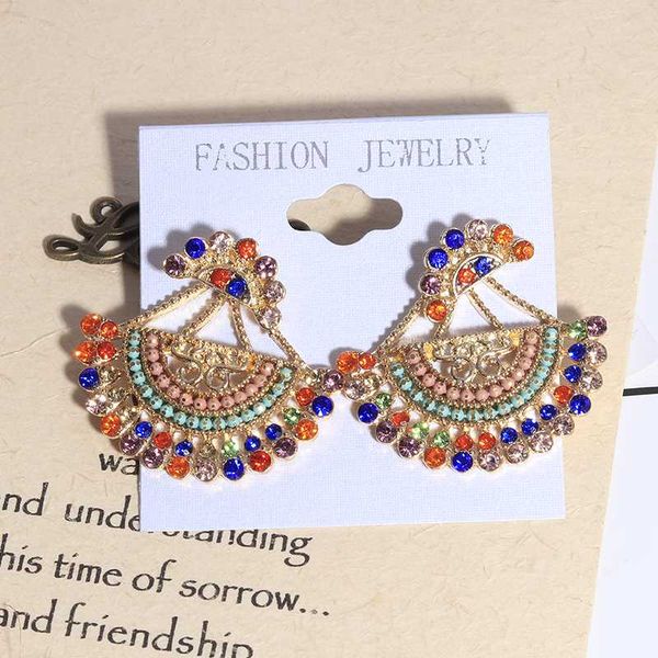 

luxurious big crystal sector dangle earrings for women birthday ear jewelry gifts female trinkets, Silver