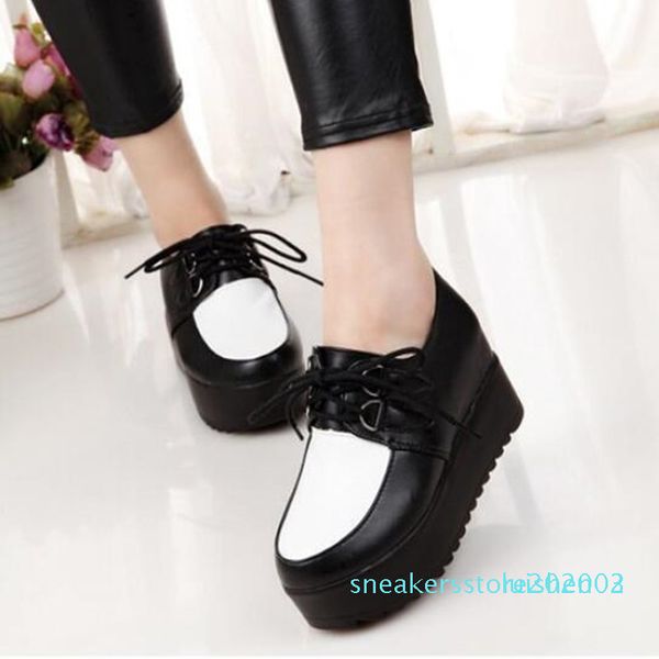 

women sneakers 2020 new fashion women casual shoes trends in female flats platform spring autumn lace up shoes size 35-40 s03, Black