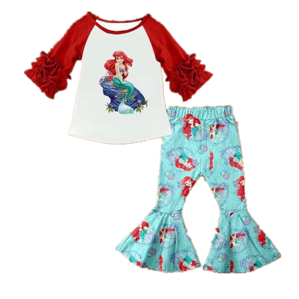 

infant wholesale girl costume mermaid positioning flower set raglan sleeves kids set2020, White