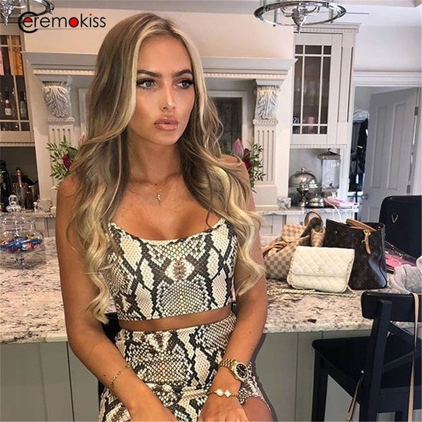 

ceremokiss bodycon сексуальное мини-платье 2019 спагетти с ремешком из змеиной кожи с принтом 2 шт. женские платья на рождество, White