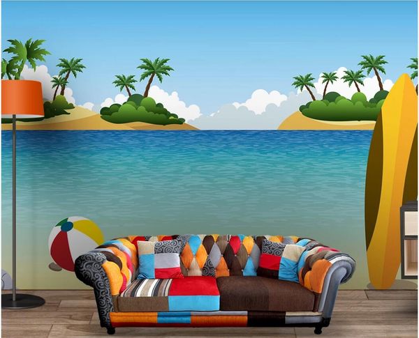 

3d wallpaper custom p mural painted summer beach scenery illustration background wall wallpaper for walls 3 d