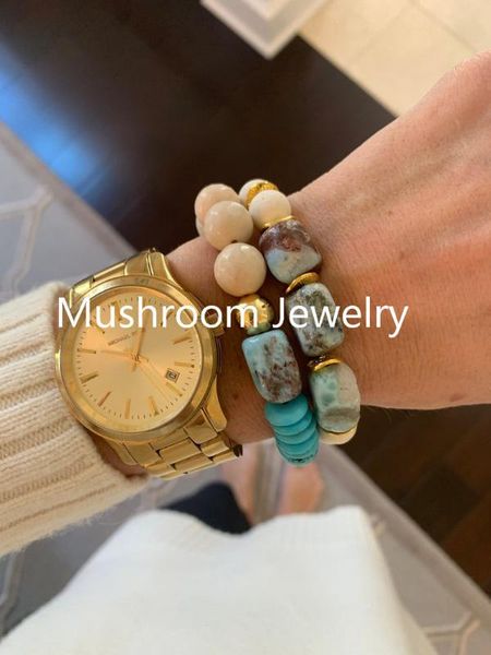 

handmade fashion fimo bracelets for women jewelry boho amazonite and river stone stone crystal strand bracelet femme accessori, Golden;silver